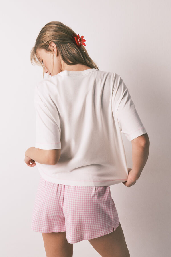 HI&BYE Pijama curto 100% algod&atilde;o rosa bege