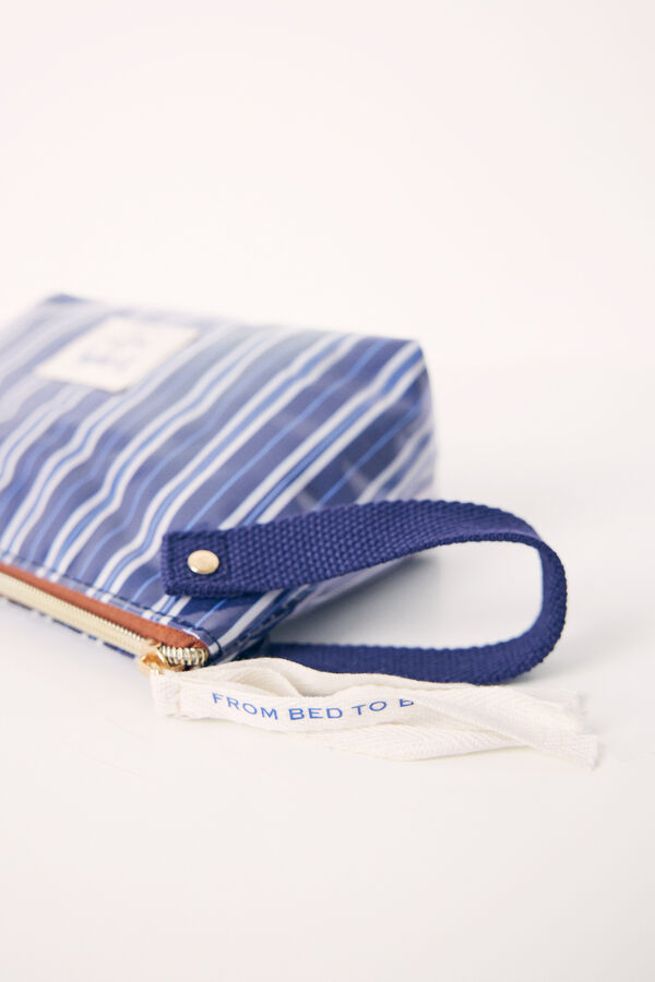 Women'secret Bolsa de toalete pequena riscas em azul marinho azul