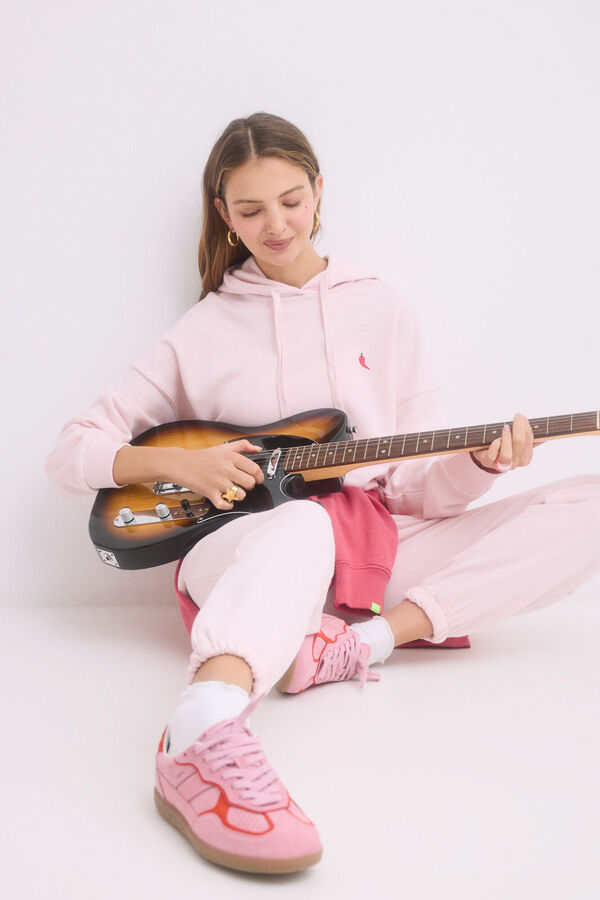 HI&BYE Sweatshirt de capuz rosa de algod&atilde;o rosa