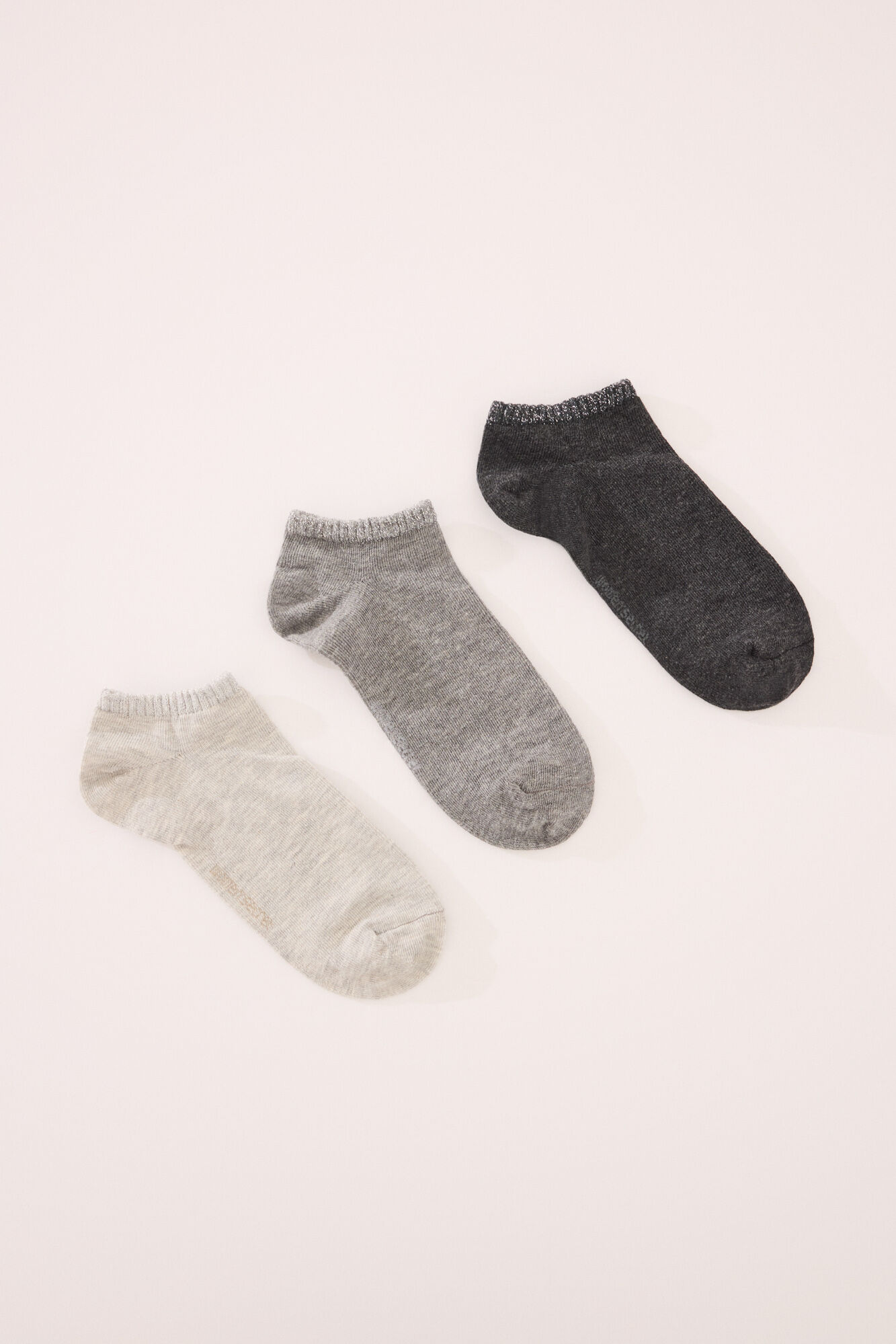 Women'secret Pacote de 3 meias curtas de lurex cinza