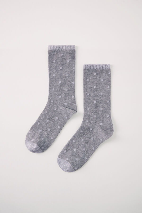 Women'secret Calcetines largos gris puntos gris