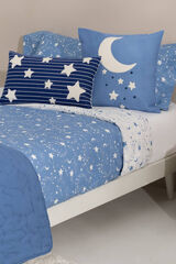 Textura Set funda n&oacute;rdica y funda almohada ni&ntilde;os algod&oacute;n percal estrellas. Cama 80-90cm. azul