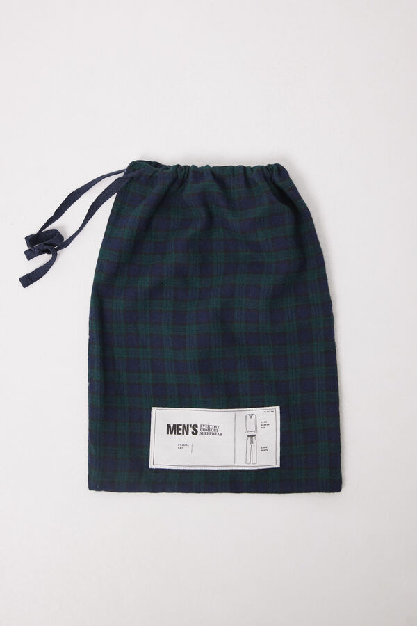 Women'secret Pijama largo hombre 100% algod&oacute;n cuadros azul