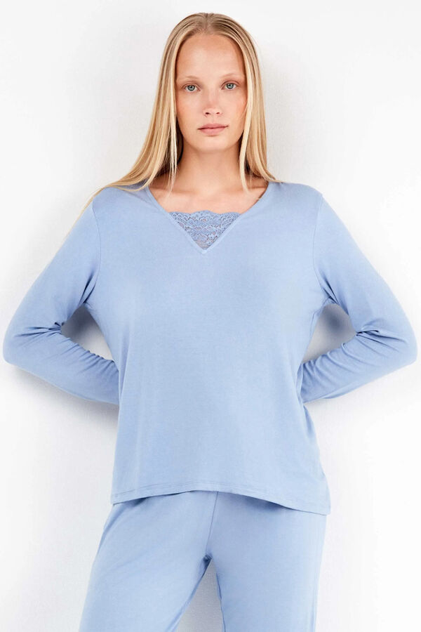 Gisela Conjunto de pijama monocrom&aacute;tico azul