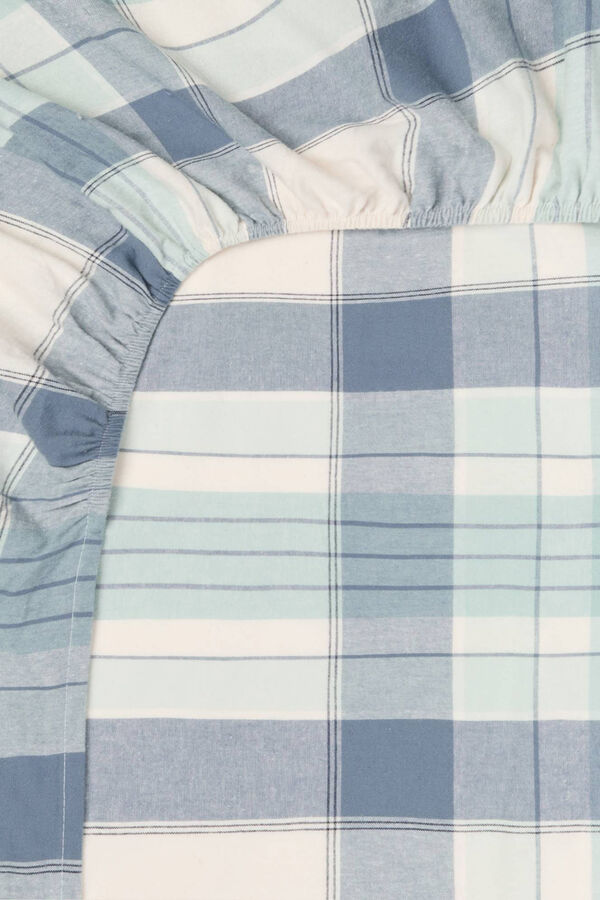 Textura Bajera franela algod&oacute;n cuadros. Cama 150-160 cm. marfil