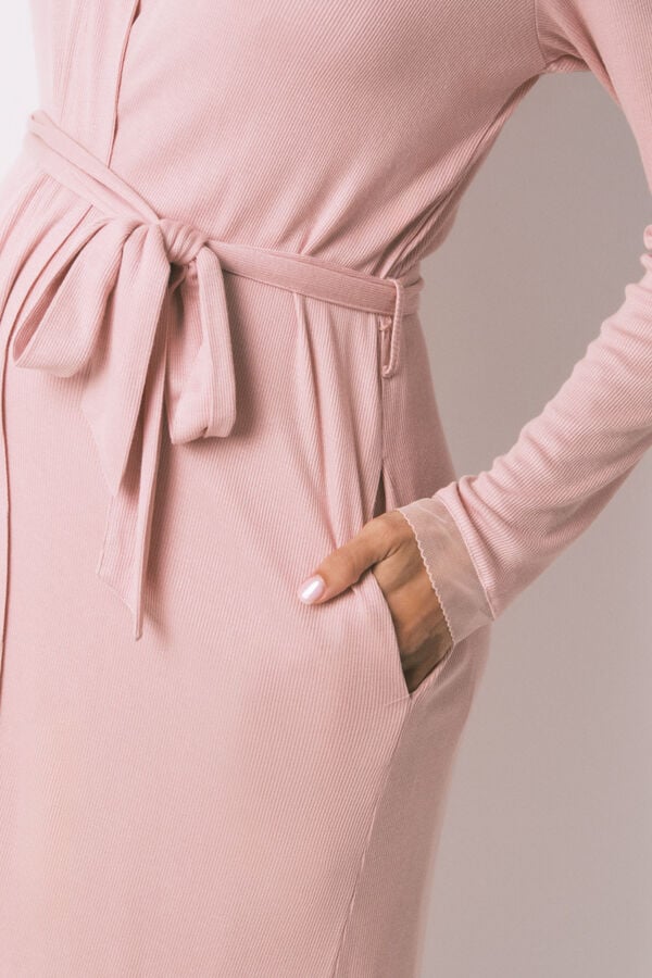 Women'secret Bata larga "maternity" t&eacute;cnica rib rosa rosa