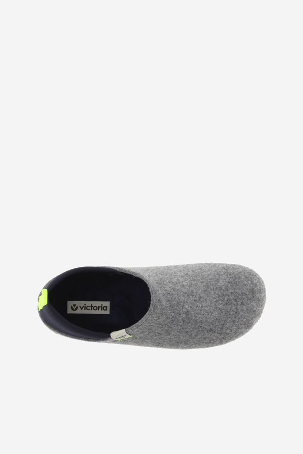 Victoria Zapatillas de casa de fieltro reciclado trasera neopreno gris