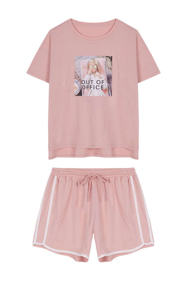 Women'secret Pijama corto 100% algod&oacute;n Barbie rosa rosa
