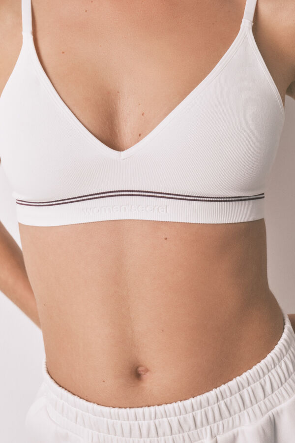 Women'secret Top triangular NATURAL sem costura branco multicolour