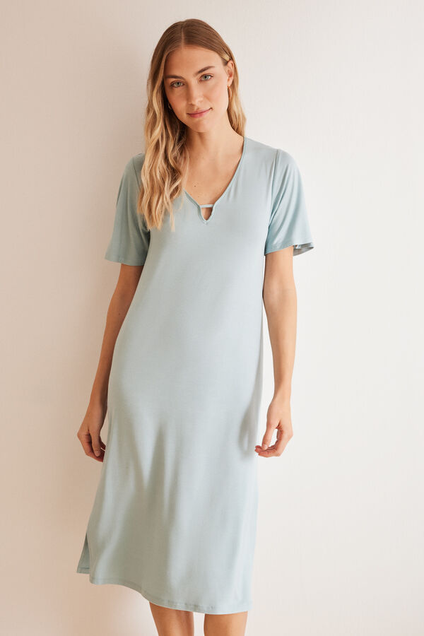 Women'secret Camisa de dormir azul Ecovero&trade; verde