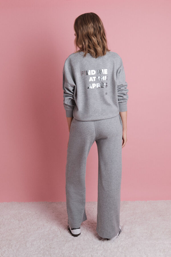 HI&BYE Pantal&oacute;n largo flare felpa gris gris