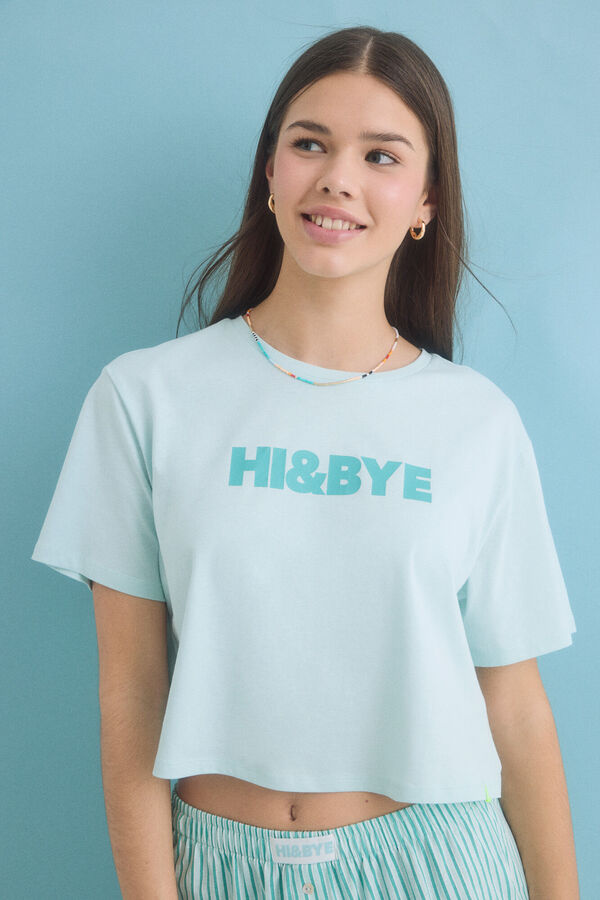 HI&BYE Pijama corto 100% algod&oacute;n verde verde