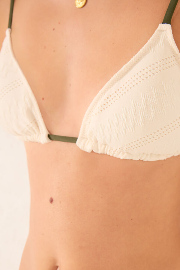 Women'secret Top bikini triangular textura marfil marfil