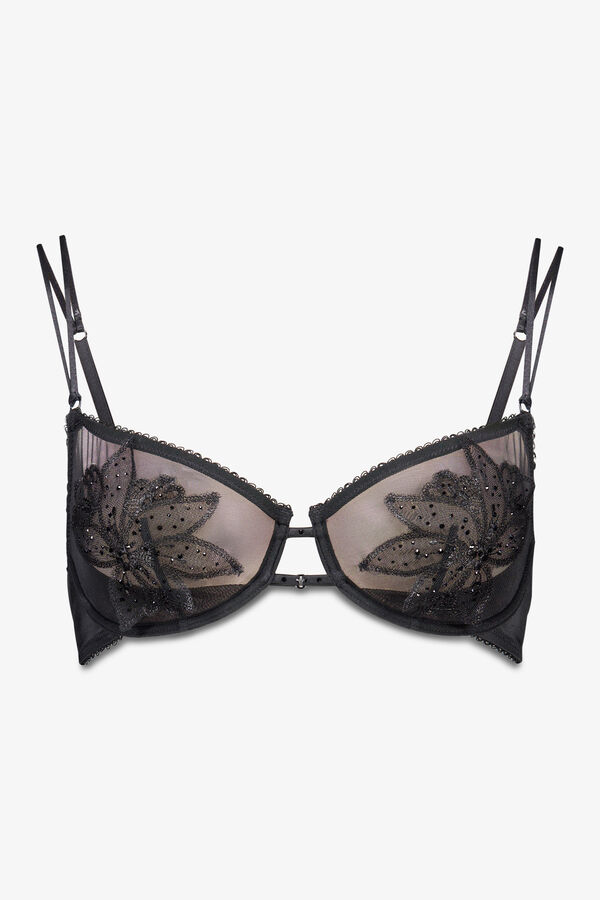Women'secret Soutien balconette PRETTY tule preto brilho preto