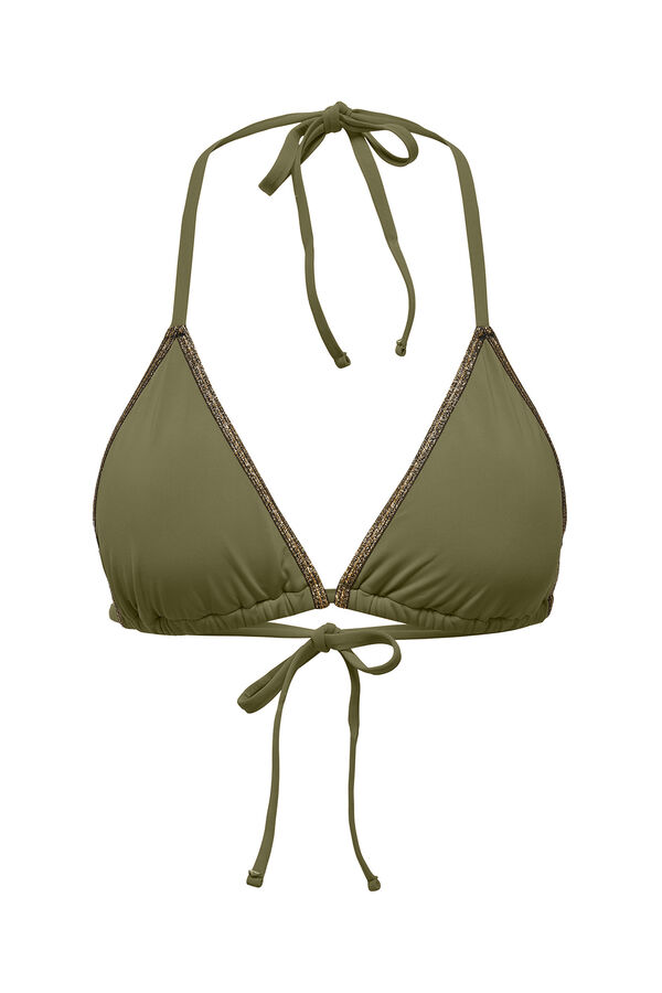 Only Top de bikini triangular verde lurex verde