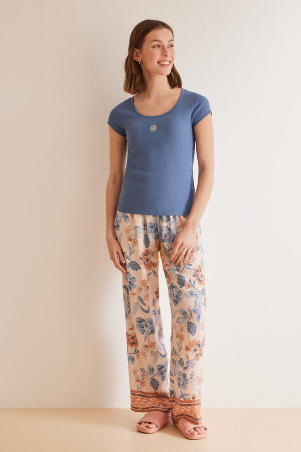 Women'secret Camiseta algodón azul azul