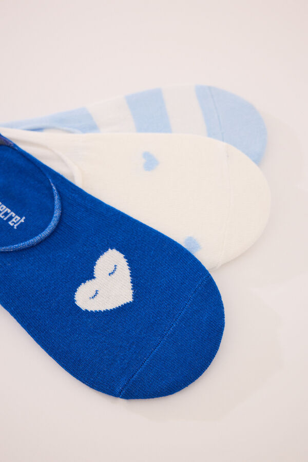 Women'secret Pack 3 calcetines invisibles algod&oacute;n print corazones estampado