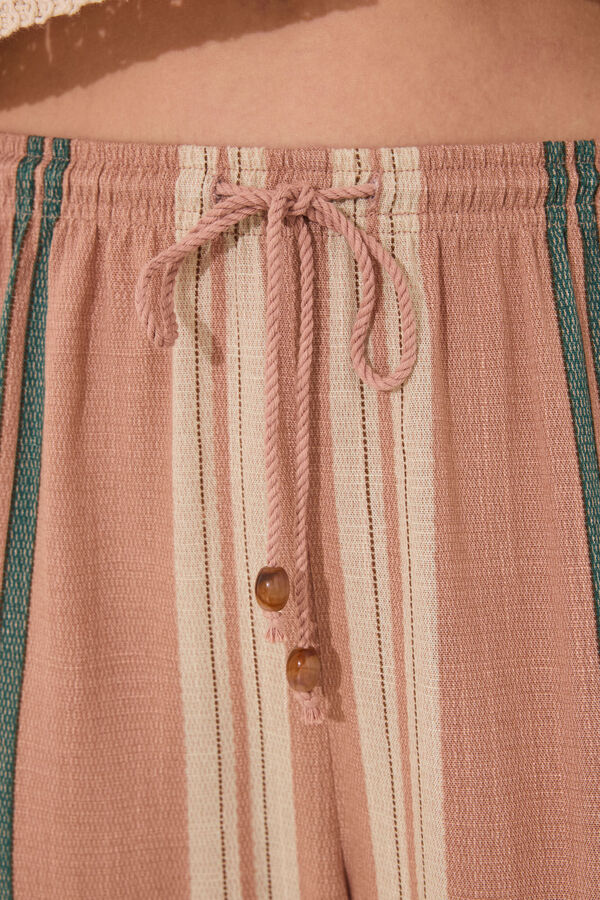 Women'secret Pantalón largo estampado rayas marrón marrón