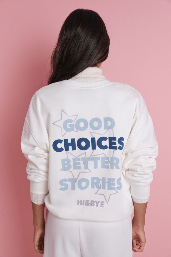 HI&BYE Sudadera felpa blanco logo marfil
