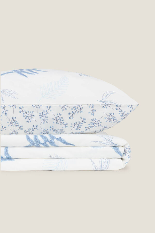 Textura Len&ccedil;ol algod&atilde;o folhas azul