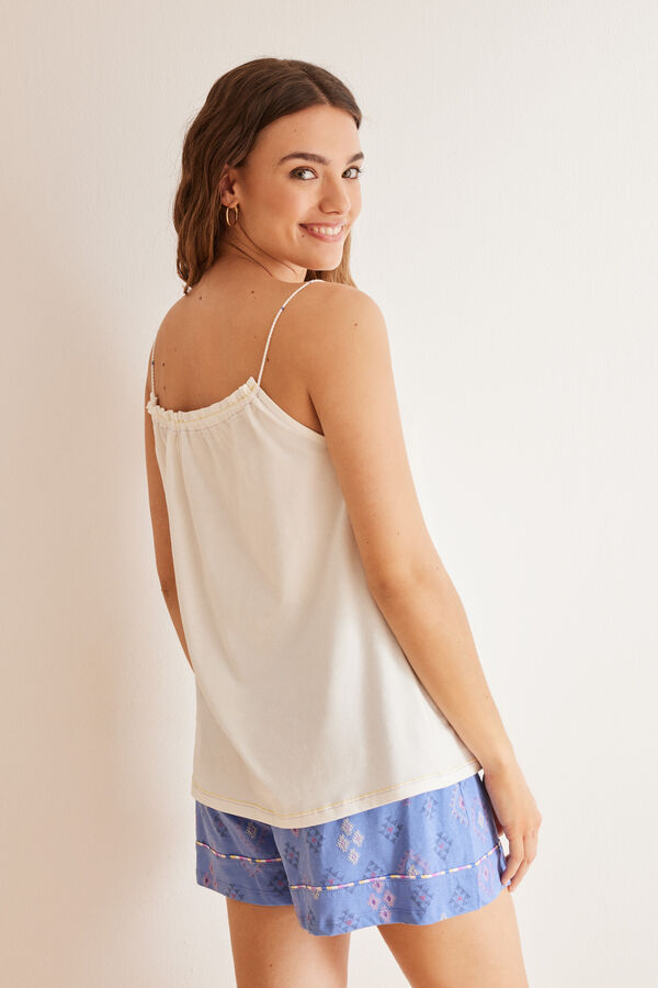 Women'secret Pijama 100% algod&oacute;n blanco &eacute;tnico gris