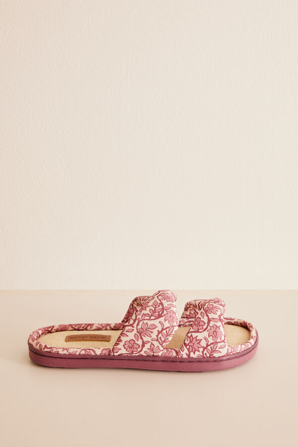 Women'secret Chinelos estampado flores castanho