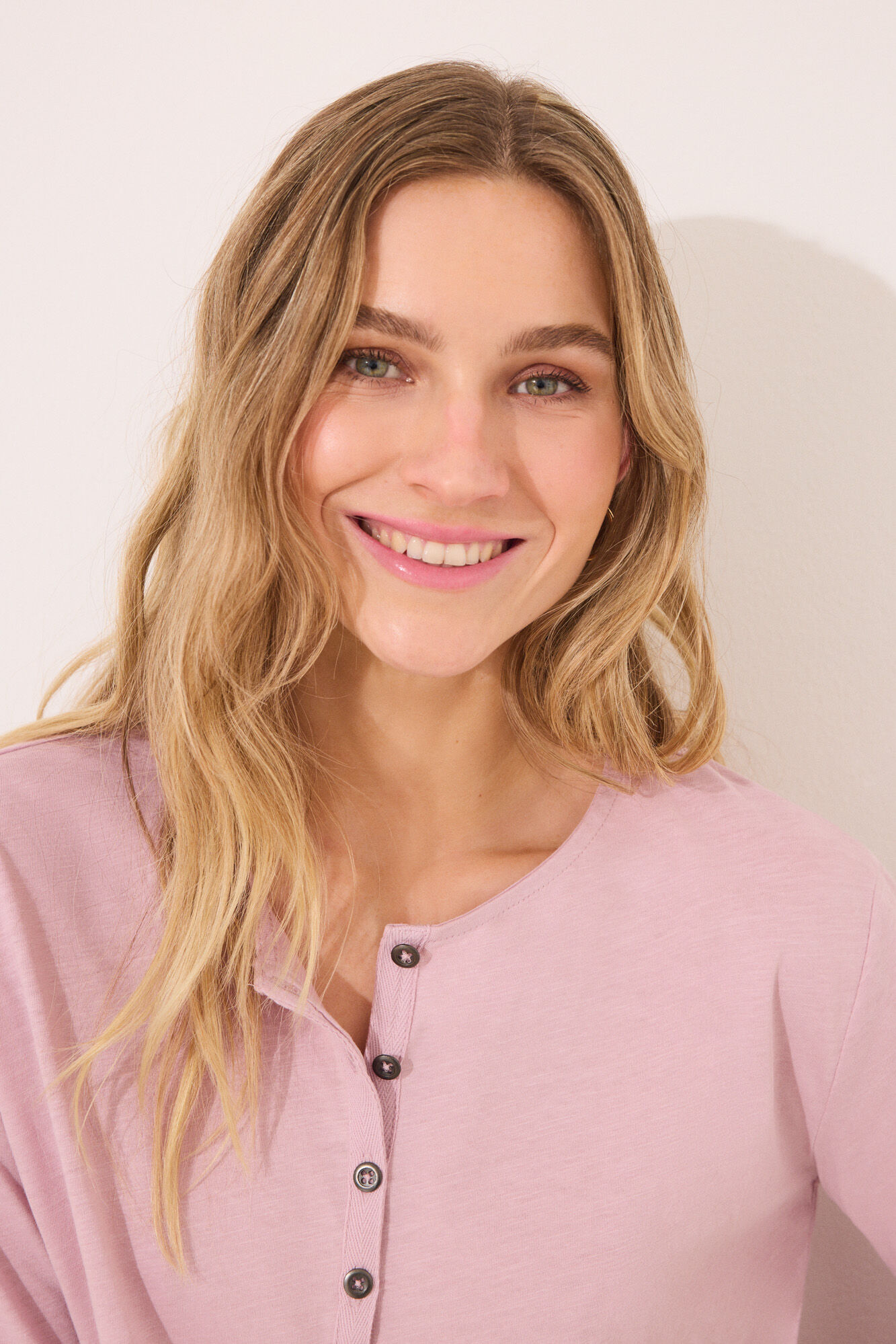 Women'secret Camiseta lisa manga larga 100% algod&oacute;n rosa