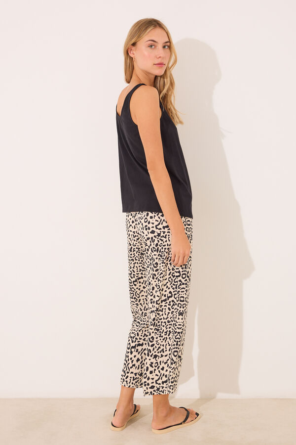 Women'secret Pijama Mickey Mouse com estampa animal preto