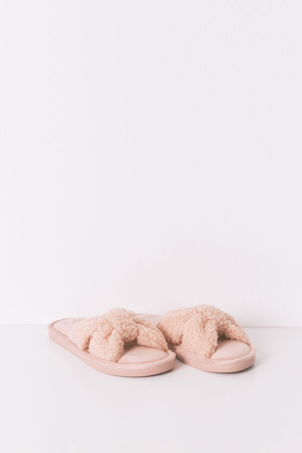 Women'secret Chinelos de quarto de borrego rosa rosa
