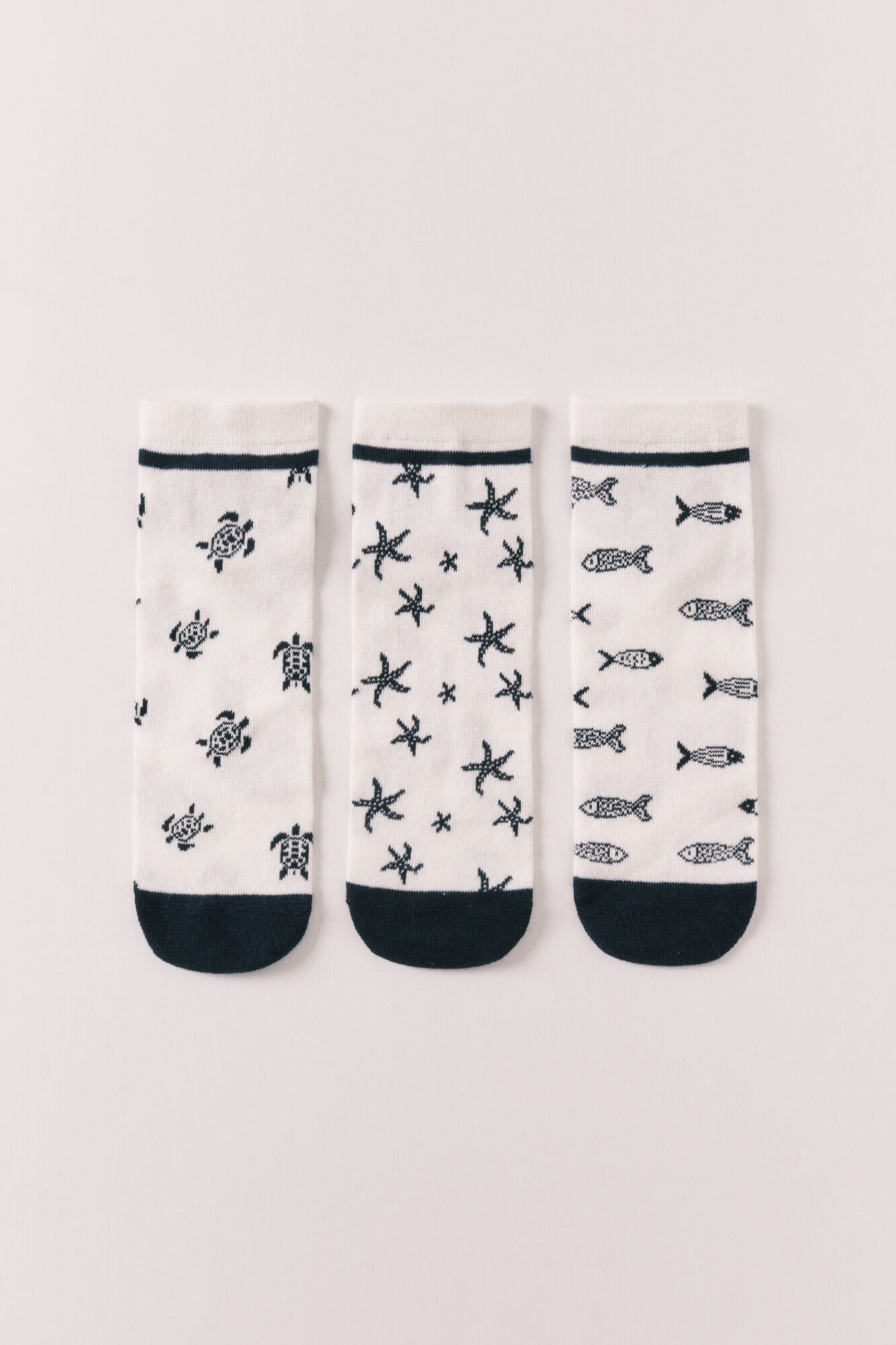 Women'secret Pack 3 meias curtas estampadas marinhas azul
