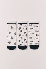 Women'secret Pack 3 meias curtas estampadas marinhas azul estampado