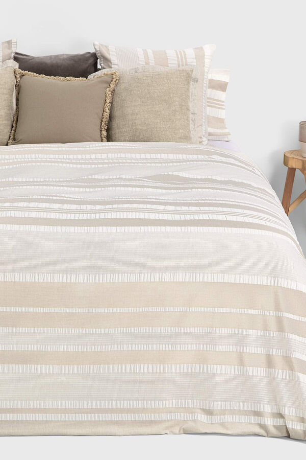 Textura Funda n&oacute;rdica algod&oacute;n rayas. Cama 180-200cm. beige