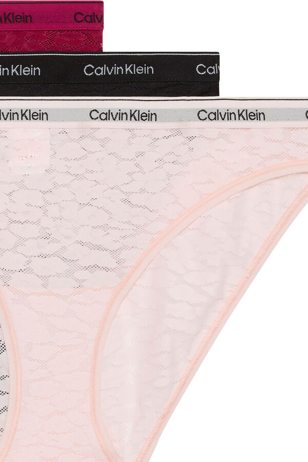 Calvin Klein Pack de 3 bragas de encaje rosa