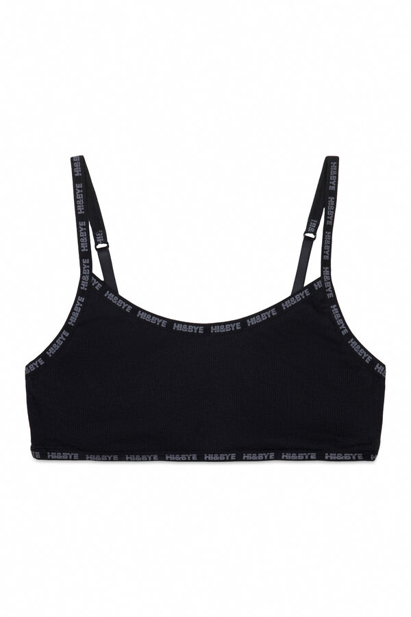 HI&BYE Top de soutien de algodão com copas removíveis em preto preto