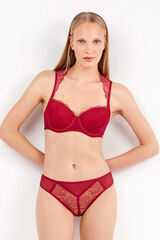 Gisela Renda de renda com franjas cuequinha vermelho