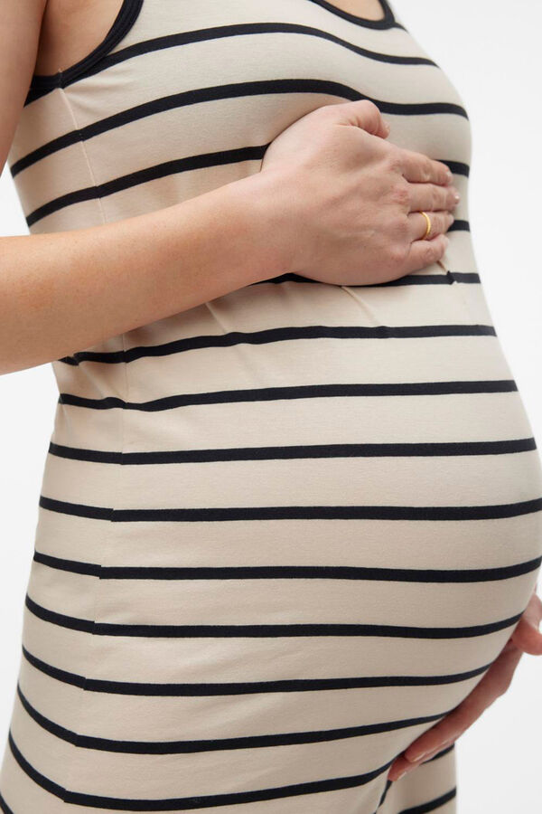 Mamalicious Vestido alças de algodão para maternity bege