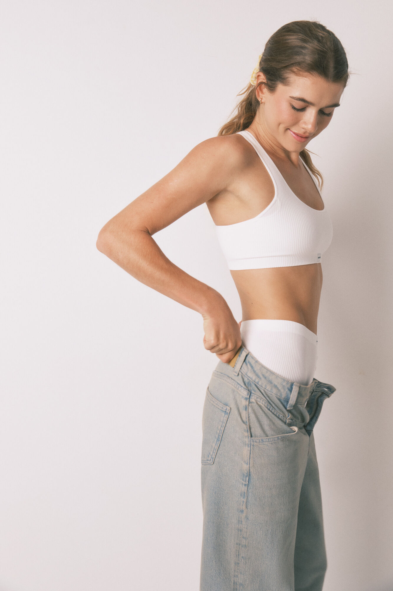 Women'secret Top sin costuras LOVELY cuadrill&eacute; blanco