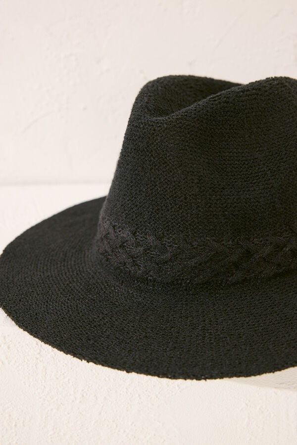 Women'secret Detalhe tran&ccedil;ado de chap&eacute;u preto  preto