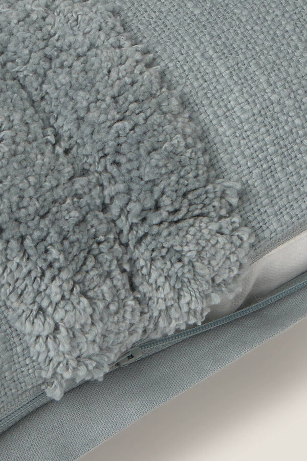 Textura Funda de coj&iacute;n con bordado tufting  a mano azul