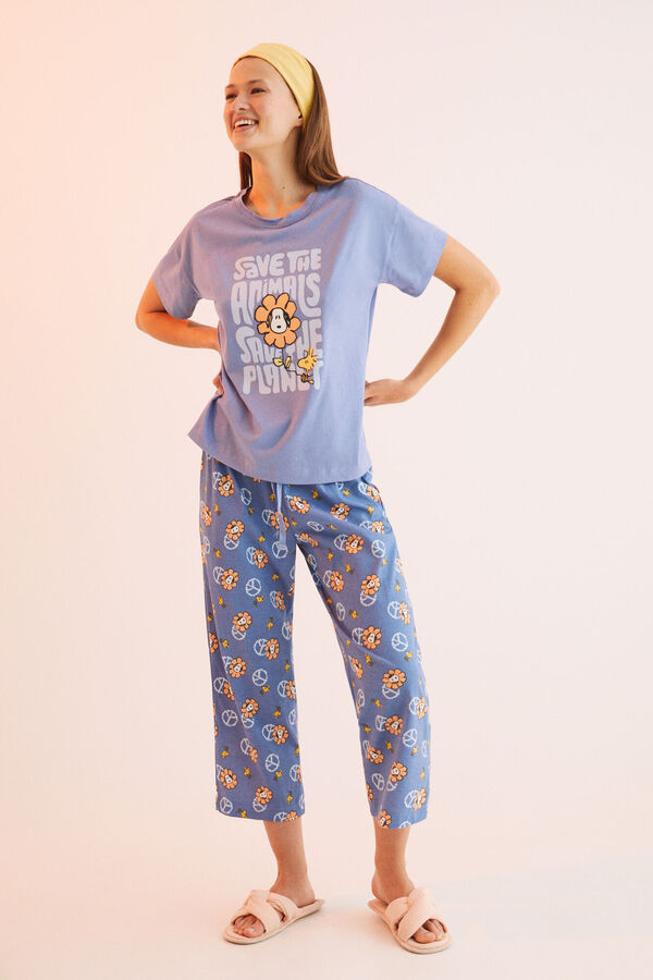 Womensecret Pijama comprido 100% algodão Snoopy "Save the planet" 