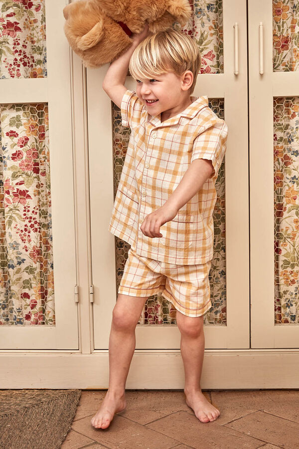 Gocco Pijama de manga corta de cuadros amarillo amarillo