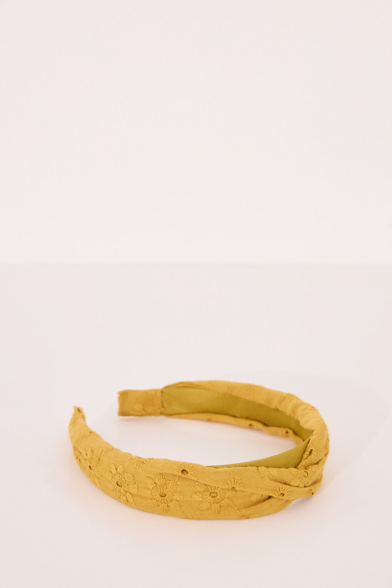 Women'secret Diadema pelo bordado suizo mostaza