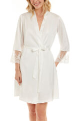 Ivette Bridal Robe curto em crepe essen bege