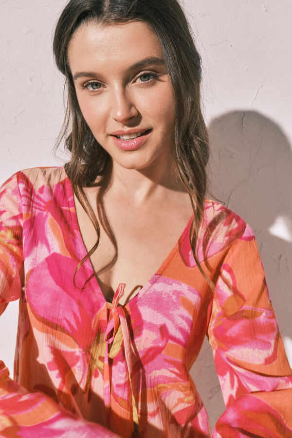 Women'secret Vestido t&uacute;nica curta estampado maxi floral estampado