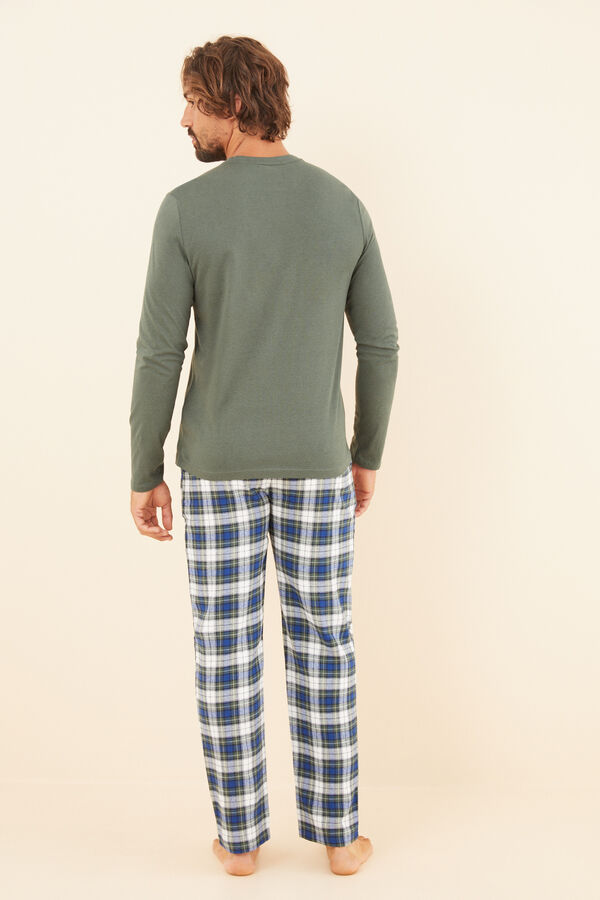 Womensecret Pijama largo hombre 100% algodón verde kaki
