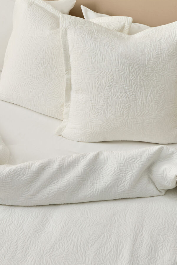 Textura Folhas de capa de edred&atilde;o de algod&atilde;o jacquard branco