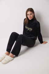Women'secret Pijama largo terciopelo negro Hermione negro