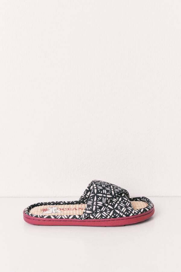 Women'secret Zapatillas casa tiras cruzadas estampado &eacute;tnico gris