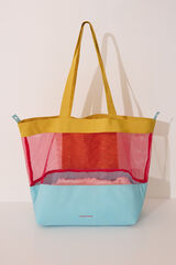 Women'secret Bolso mesh y nylon estampado blanco blanco