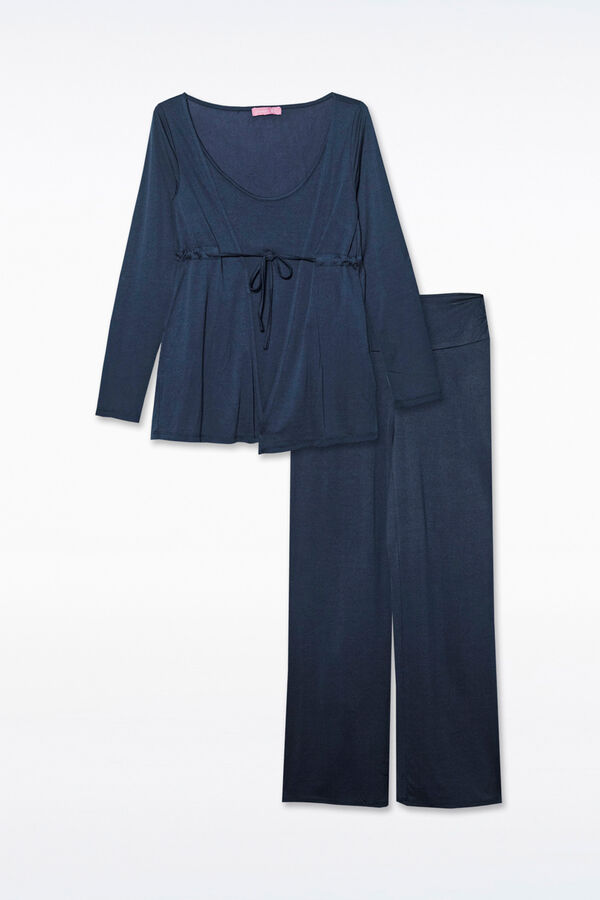 Ohma! Pijama largo falsa chaqueta azul